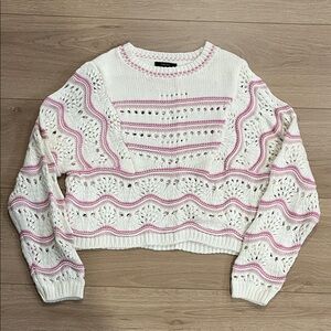 Forever 21 Cream and Pink Patterned Sweater